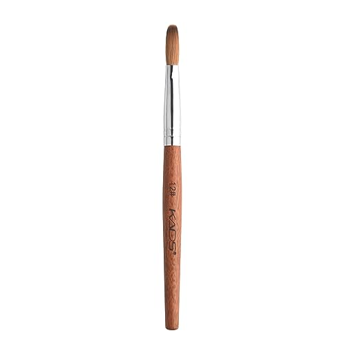 KADS 12# Pure Kolinsky Hair Bristles Acrylic Nail Brush Oval Crimped Shaped RedWood Handle Professional Salon Quality (12#)
