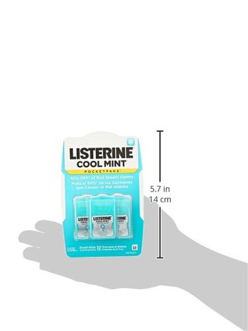 Listerine Pocketpaks Breath Strips, Cool Mint, 72 Count (Pack of 1)