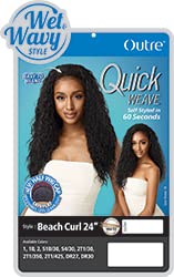 Outre Quick Weave Wet & Wavy Style Synthetic Half Wig BEACH CURL 24" (1B)
