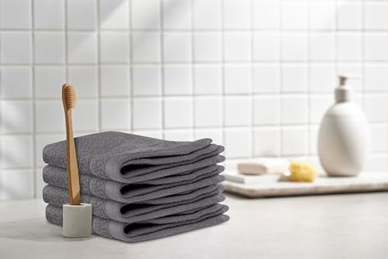 Tens Towels 60 Pack Cotton Washcloths, 12 x 12 in, Ultra Soft, Gentle, Absorbent and Durable Face Towels, Luxurious Hotel Quality, Ultimate Comfort, Perfect for Home, Gym, Spa (Dark Grey)