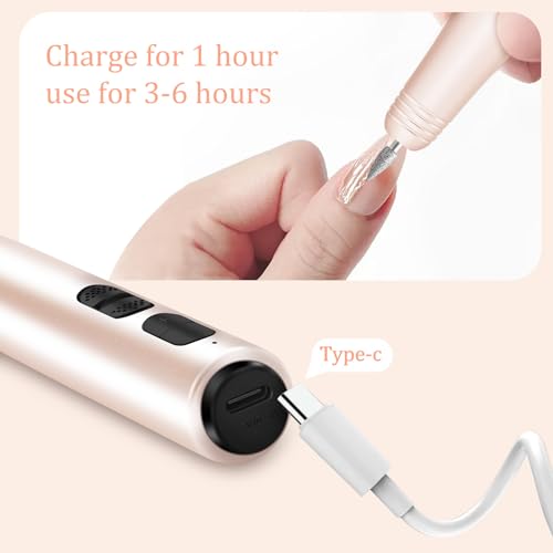 Cordless Electric Nail Drill Electric Nail File and buffers Gel Nail Polish Women Professional Manicure Machine, Acrylic Nail kit Gel dip Powder Nail kit Nail Tips Gold