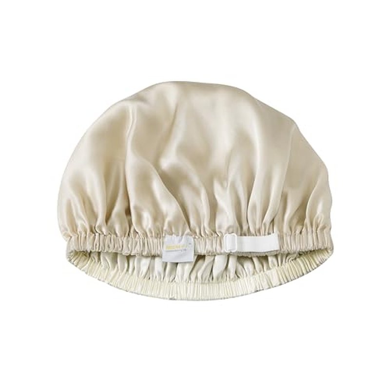 ZIMASILK 100% Mulberry Silk Bonnet for Sleeping Women Long Hair Double Layer Silk Hair Wrap with Adjustable Band Natural Silk Bonnet for Hair Care Stay On Head (1Pc, Beige)