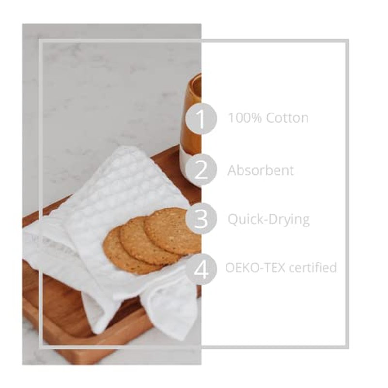sea me at home Waffle Washcloth Set, 100% Cotton (4 Pcs Washcloth 13x13 inches, Light Grey)