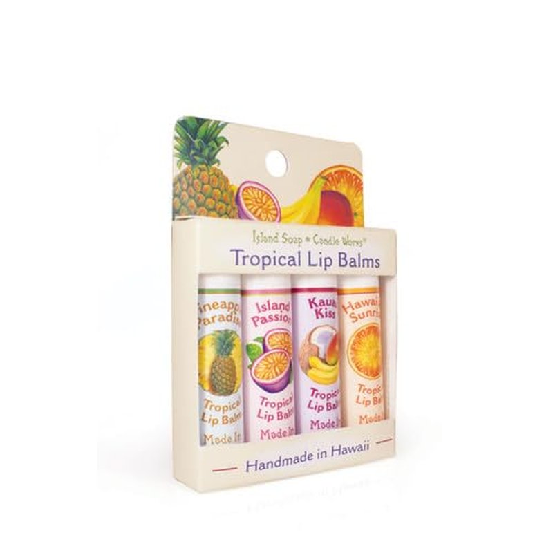 Tropical Lip Balm Stick Sample Pack - 4 Assorted Flavors | Moisturizing & Handmade in Hawaii