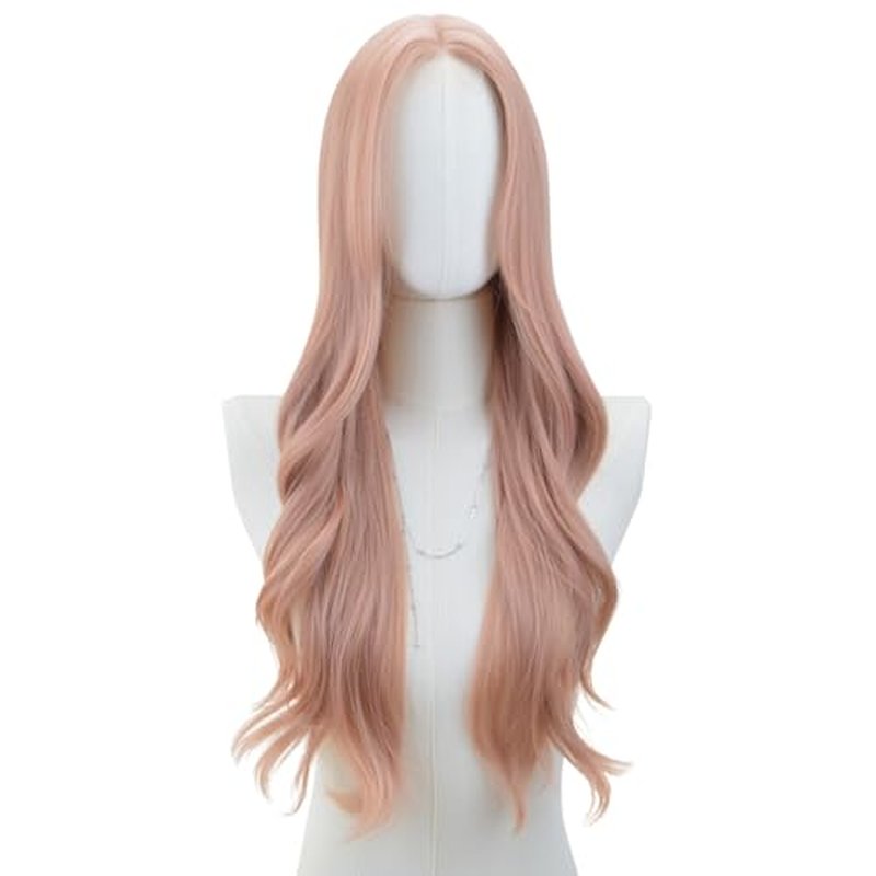 AICKER Long Black Wavy Wig for Women 26 Inch Middle Part Curly Wavy Wig Natural Looking Synthetic Heat Resistant Fiber Wig for Daily Party Use (Black)