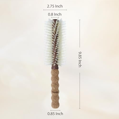 Professional Hybrid Boar Bristle Round Brush (2.75") | Boar & Nylon for Enhanced Tension, Luminous Shine & Volume | Ergonomic Cork Handle for Medium to Long Hair