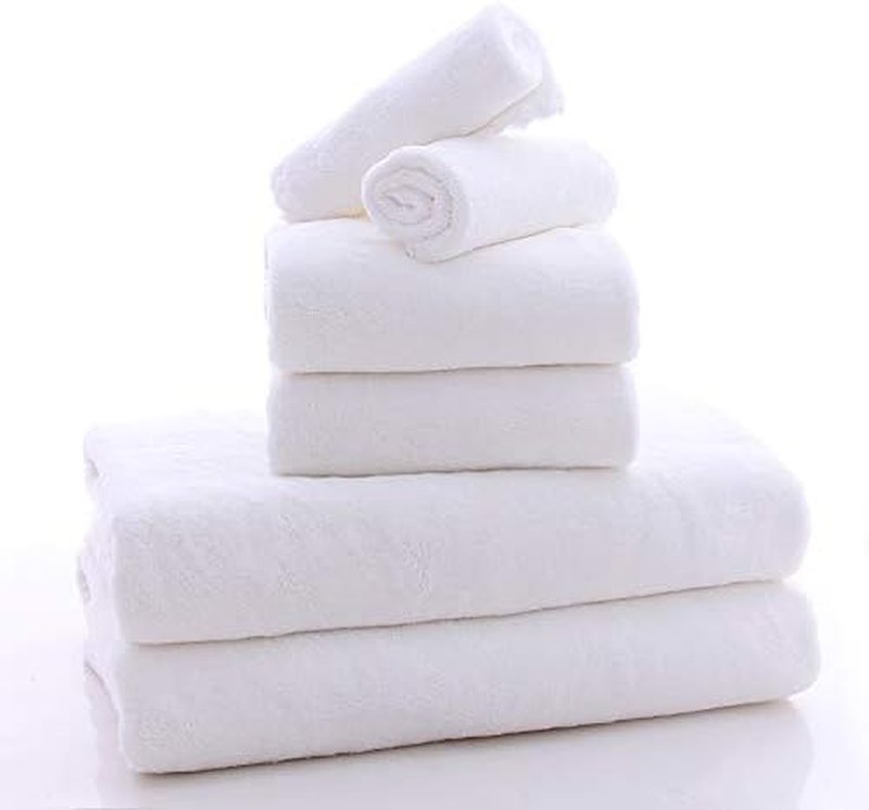Ultra Soft Microfiber Towel Set - Quick Drying, Highly Absorbent | 2 Bath Towels, 2 Hand Towels, 2 Washcloths - White, 6 Pieces
