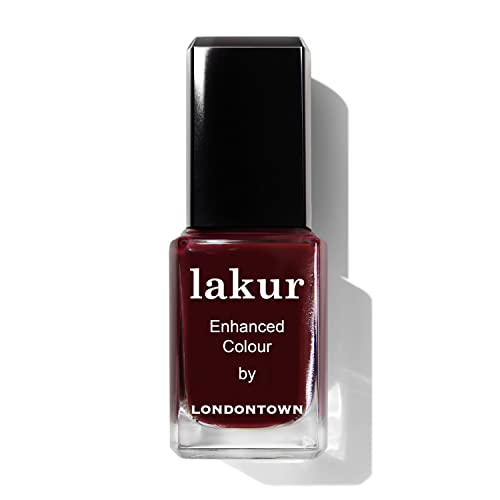 LONDONTOWN lakur Nail Polish - Chip-Resistant, Non-Toxic, Conditions & Hydrates Nails | Glossy Blackened Purple, Elderberry, .40 fl oz