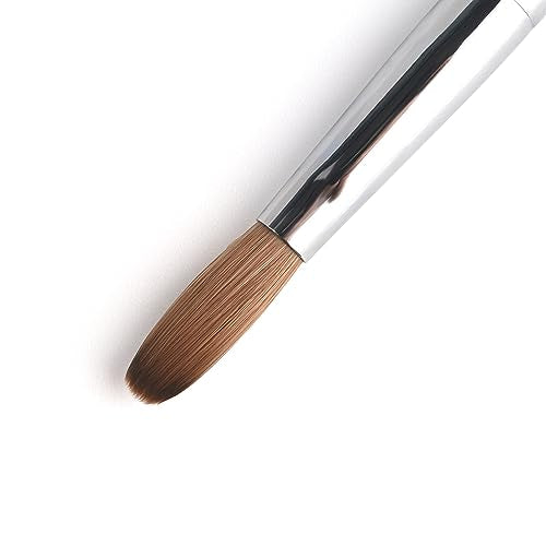 KADS 12# Pure Kolinsky Hair Bristles Acrylic Nail Brush Oval Crimped Shaped RedWood Handle Professional Salon Quality (12#)