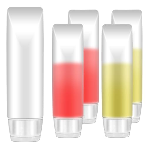 Bewudy 5 PCS Travel Bottles, Refillable Toothpaste Tubes, Small Travel Squeeze Bottles, Refillable Makeup Foundation Container for Toiletries Shampoo Toner Cosmetic