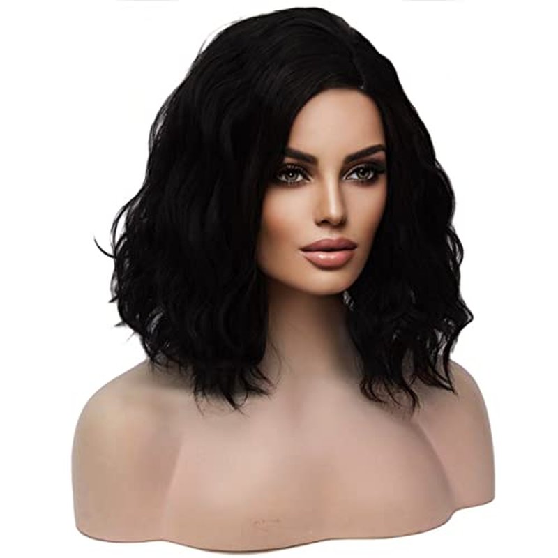 MAGQOO Red Wig Bright Red Wig for Women Red Bob Wig Short Curly Wavy Bright Red Wigs Synthetic Halloween Cosplay Costume Party Wigs (Red, Women Girls)