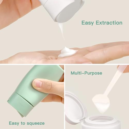 Travel Bottles for Toiletries, 5 Pack Travel Size Containers, TSA Approved Leak Proof Refillable Portable Travel Toiletry Bottles Set with Clear Toiletry Bag for Shampoo Conditioner, Lotion (Green)