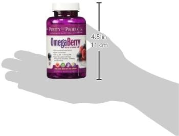 Purity Products OmegaBerry Fish Oil with Vitamin D3 and Organic Acai - 1250mg Concentrated Molecularly Distilled Ultra Pure Omega-3 Fish Oil, 500mg DHA + 650mg EPA - 60 Soft Gels - 30 Day Supply from