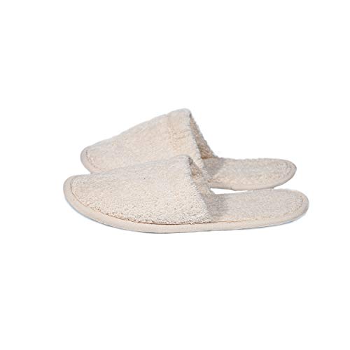 Eco Bath London Natural Toweling Slippers - Luxury 100% Organic Cotton, Ultra Soft, Machine Washable Indoor Slippers for Bath and Home S Size UK(4-5) US(6-7)