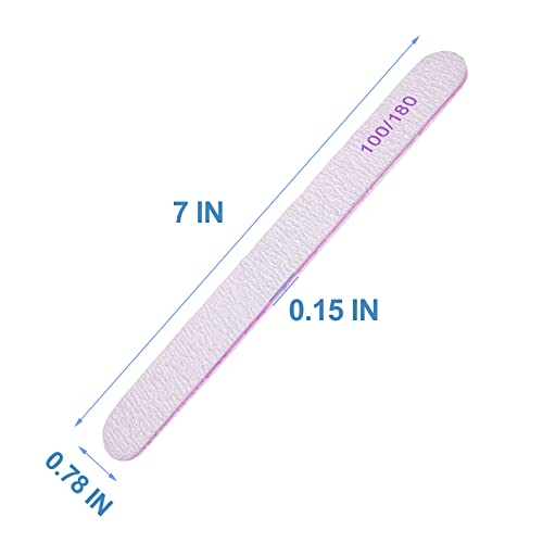 Nail Files (25 Pcs), 100/180 Grit Nail File Emery Board Bulk for Acrylic Nails and Natural Nails, Limas para Unas Acrilicas Profesional Pack Filers for Gel Nail Double Sided Manicure Curved Gray