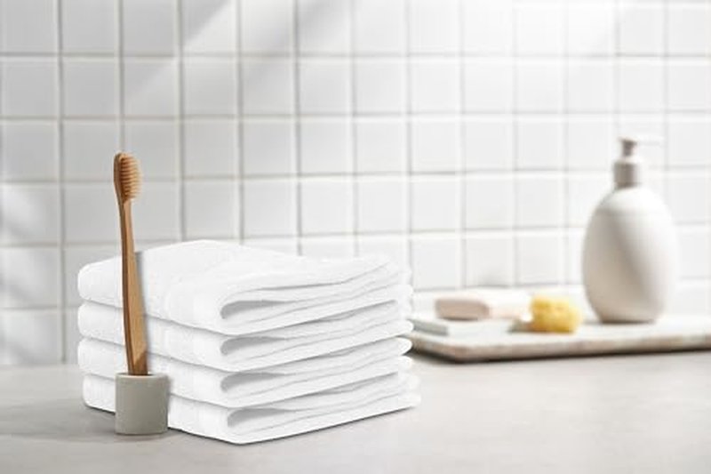 Tens Towels 60 Pack Cotton Washcloths, 12 x 12 in, Ultra Soft, Gentle, Absorbent and Durable Face Towels, Luxurious Hotel Quality, Ultimate Comfort, Perfect for Home, Gym, Spa (White)
