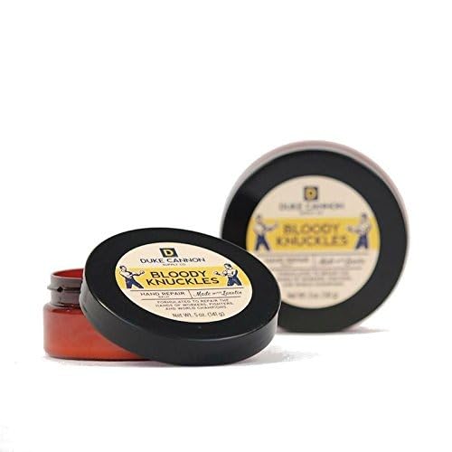 Duke Cannon Bloody Knuckles Hand Repair Balm - Unscented Moisturizer, Repair and Revitalize Dry, Cracked Skin, Ideal for Workers and Fighters, Set of 2 (5 oz. & 1.4 oz.)
