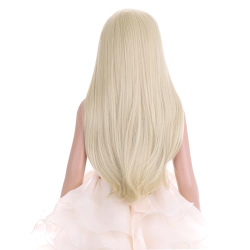 PATTNIUM Kids Blonde Wig Long Straight Wig Girls Wig Blonde Child Wig Heat Resistant Synthetic Wig with Wig Cap (Blonde)