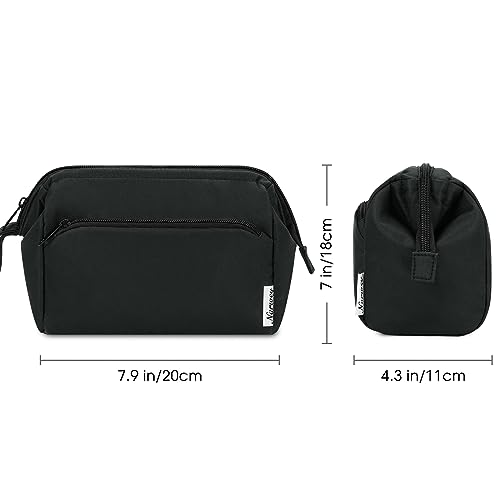 Narwey Makeup Bag Women Wide-open Make up Bag Travel Cosmetic Bag Organizer Toiletry Bag for Cosmetics Toiletries Accessories (Black)