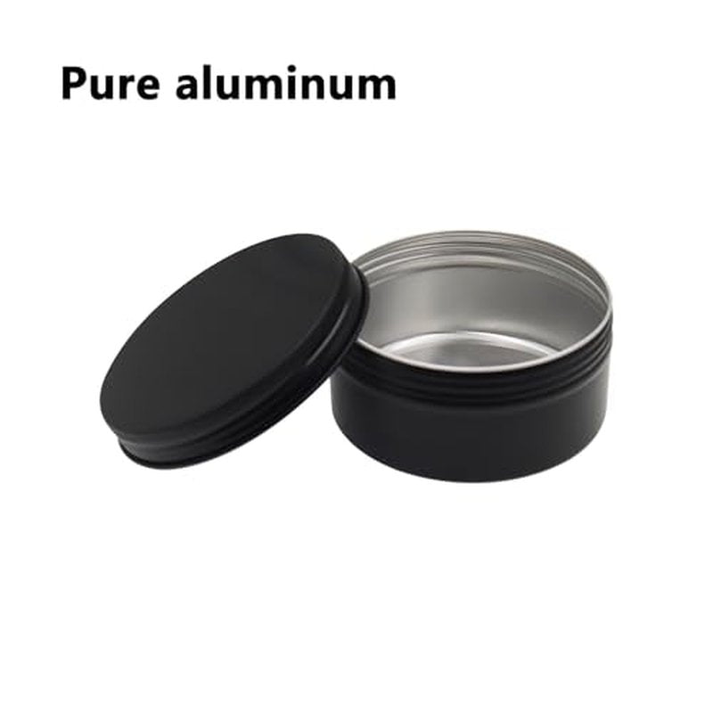 Aluminum Tin Jars Containers,ULIFESTAR Leak Proof Cosmetic Tin Jars Containers,Round Tin Cans with Lids,10PCS Black Cosmetic Sample Refillable Containers for Spice (7.1 ounces 92*45mm/3.62*1.77")