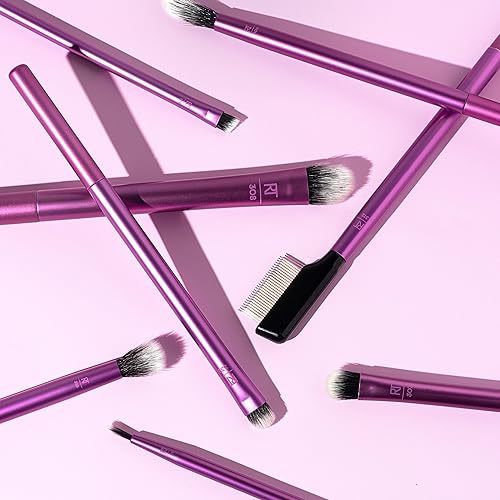 Real Techniques 8 Piece Everyday Eye Essentials Makeup Brush Set, Eye Brushes For Eye Liner, Eyeshadow, Brows, & Lashes, Travel Friendly, Gift Set, Stocking Stuffer, Cruelty-Free & Vegan