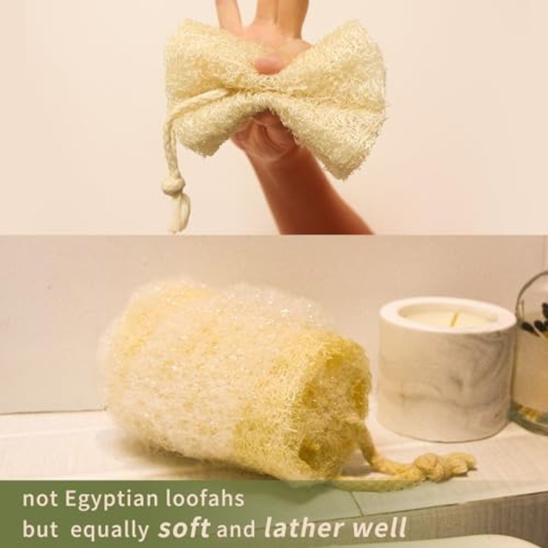 Natural Loofah Sponge Exfoliating Body Scrubber(6"Economical 4Pack),Organic Luffa for Women and Men in Shower