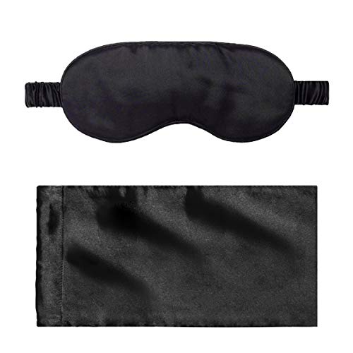 Silk Sleep Mask Light Blocking Luxury 100% Mulberry 19mm Silk Eye Mask Eye Cover Blindfold Ultra Soft Light & Comfy Anti Aging Skin Care with Travel Bag Gift Package