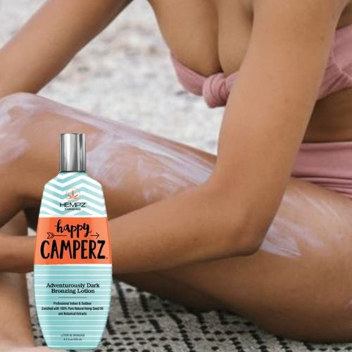 HEMPZ Happy Camperz Natural Bronzer - Herbal Moisturizing Self Tanning Lotion for Tanning Beds, Beach, Sun 8.5 Fl OZ