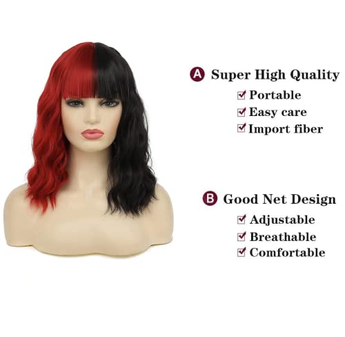 Wiwige Mens Short Curly Wig Black Synthetic Rocker Wig California Halloween Costume Culture Wet Look Wig
