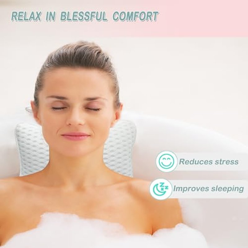Bath Pillows for tub,Home Spa Pillows for Bathtub, Hot Tub,Head and Neck Support with 2 Strong Suction Cups,Green