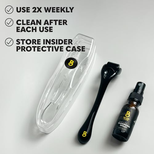 The Beard Club Derma Roller for Face, Body and Scalp - Microneedling Roller for Men and Women with 540 Titanium Microneedles - Beard Roller for Hair & Beard