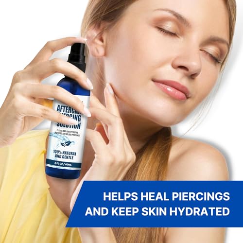 BodyJ4You Piercing Aftercare Spray - Saline Solution Natural Keloid Bump Removal - Ear Piercing Cleaner Nose Septum Belly Button Cartilage - Sea Salt Aloe Vera Rosemary - Fine Mist 3 x 2 Fl Oz