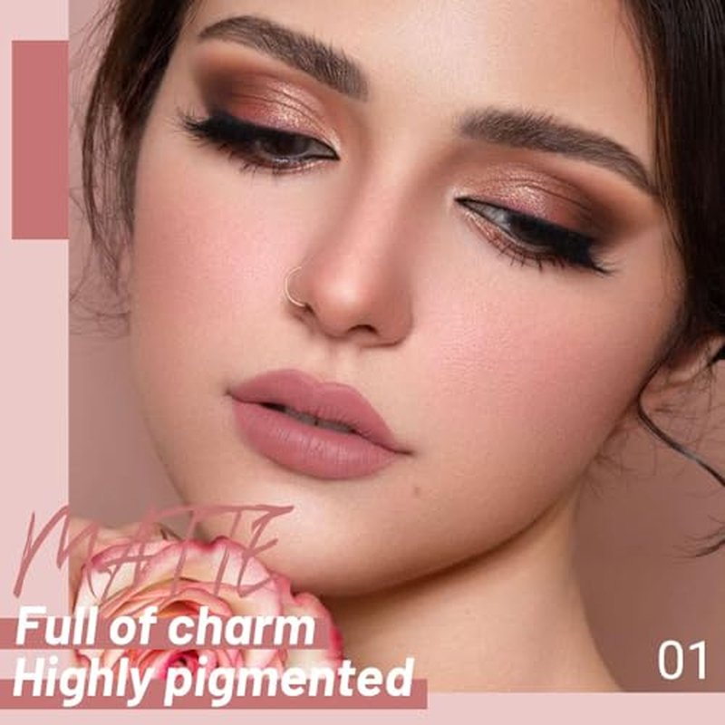 JUAAZIN 1Pcs Lip Liner Pencils and 1 Pcs Lip Gloss Makeup Set, Old Mauve Matte Rich Lip Colors Liner Crayon Liquid Lipstick for Sculpting Lips, Long-Lasting Waterproof Longwear Smudge-Proof 06#