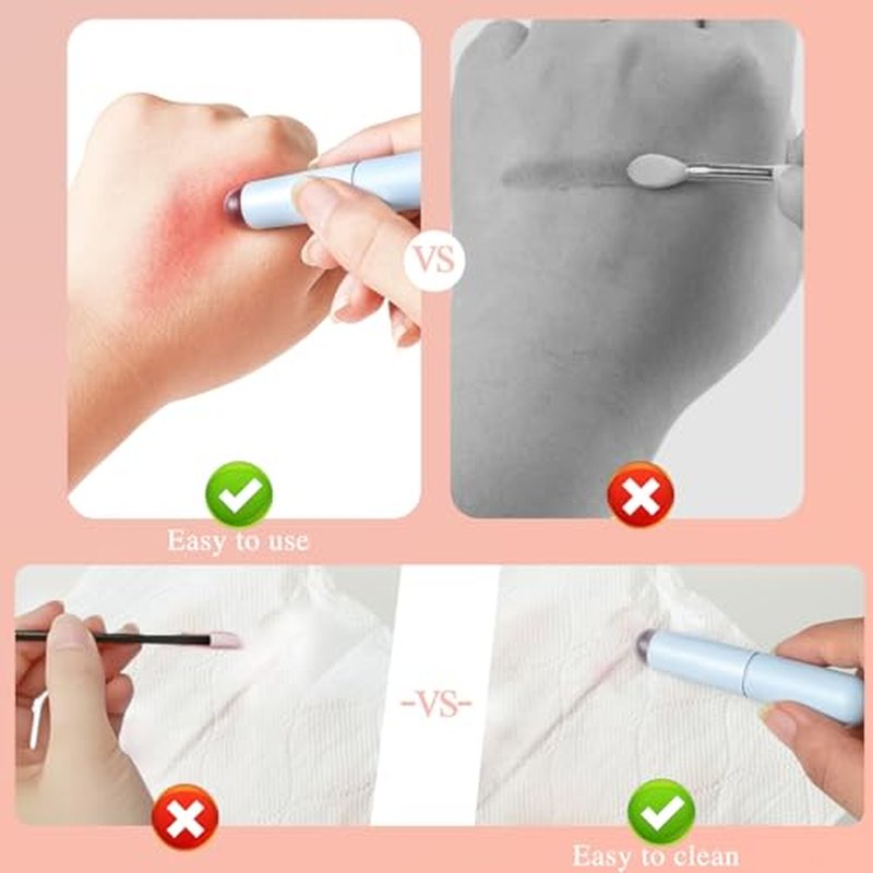 2 Pieces Silicone Lip Brush Lip Makeup Brush Silicone Pen Lip Applicator Multi-purpose Makeup Blending Brush with Lid for Lip Nail Coloring (Pink)