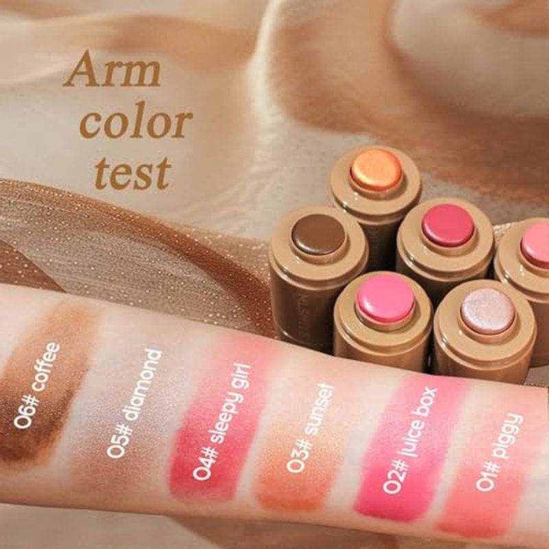Pocket Blush Stick, 3-In-1 Natural Matte Blush Cream Blush Stick for Eyes, Cheeks & Lips, Blends Perfect for Skin Portable Multipurpose Long Lasting Waterproof and Sweatproof for Women (01)