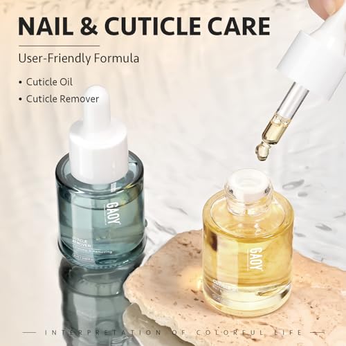 GAOY Cuticle Care Kit - Cuticle Oil and Cuticle Remover, 20ml 2 Pcs Cuticle Nourishes and Softener, Promotes Nail Growth and Strength