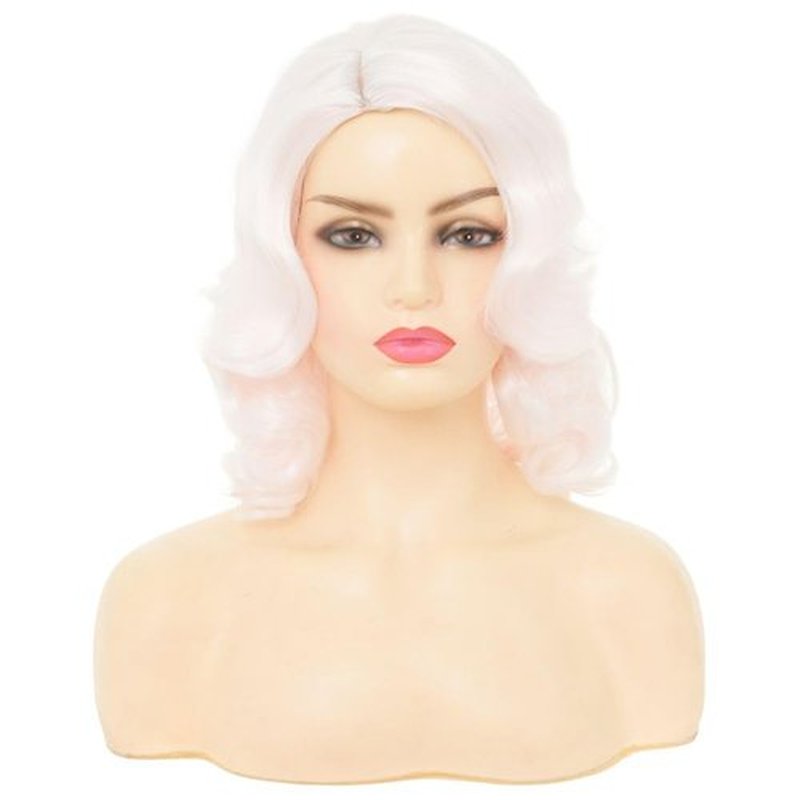 Amnenl Pink Finger Wave Curly Wig for Women 1920s Short Vintage Wigs Lady Synthetic Cosplay Costume Wig