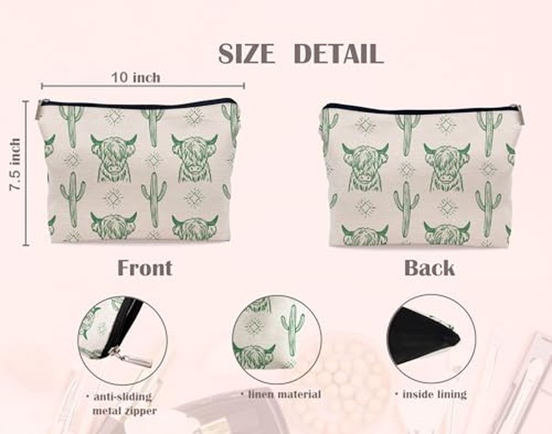 Lacosu Western green Makeup Bag,Western Gifts For Women,Cow Makeup Bag,Cowgirl Stuff,Western Stuff For Women,Western Gifts,Cowgirl Gifts(green)