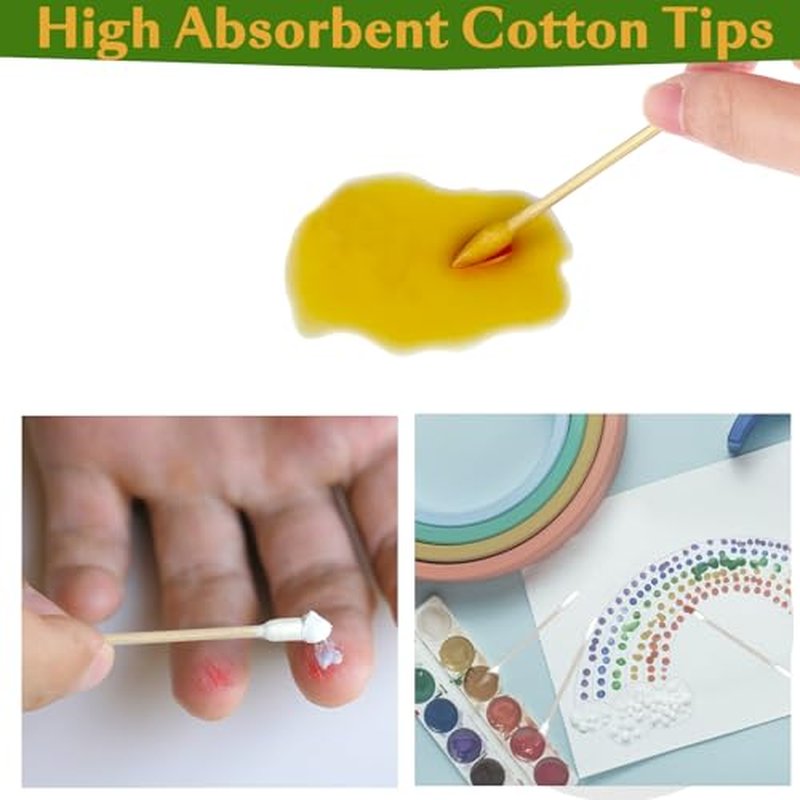 Garrelett Pointed Tip Cotton Swabs - 1000 Count Double Pointed Cotton Buds - Precision Tips with Bamboo Sticks for Makeup, Nail Tools, Personal Care - Soft and Hypoallergenic for Skin