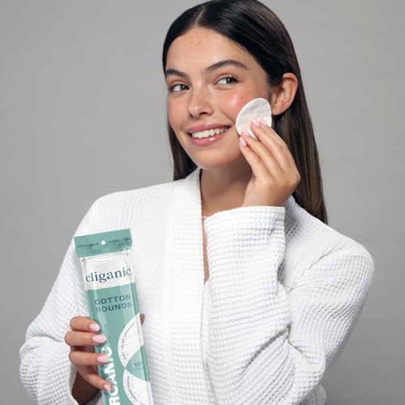 Cliganic Premium Cotton Rounds for Face (200 Count) | Makeup Remover Pads, Hypoallergenic, Lint-Free | 100% Pure Cotton (Packaging May Vary)