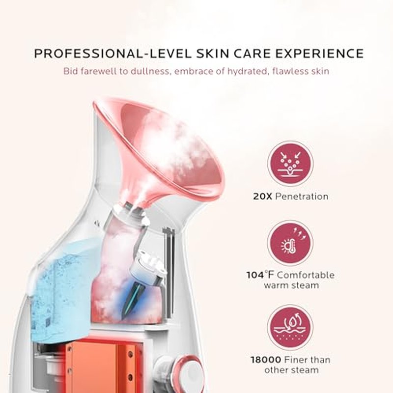 Dr. Pure Facial Steamer for Deep Cleaning: Face Steamer Unclogs Pores - Home Sauna Spa Humidifier Hot Mist for Women Men Sinuses Moisturizing Skin Care Tool (Black)