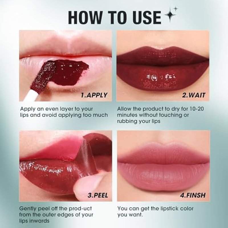 Coolord Lip Liner Lip Stain,Peel off Lip Liner Stain,Long Lasting Lip Stain Peel Off,Waterproof,Transfer-Proof, High Pigmented Color Lip Stains for Women Peel Off (01, #)