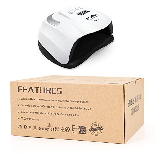 NAILGIRLS UV LED Nail Lamp,168W Fast Curing LED UV Light for Gel Nails with 4 Timer Setting Auto Sensor,Nail Dryer for Fingernail and Toenail,Salon Home Nail Art