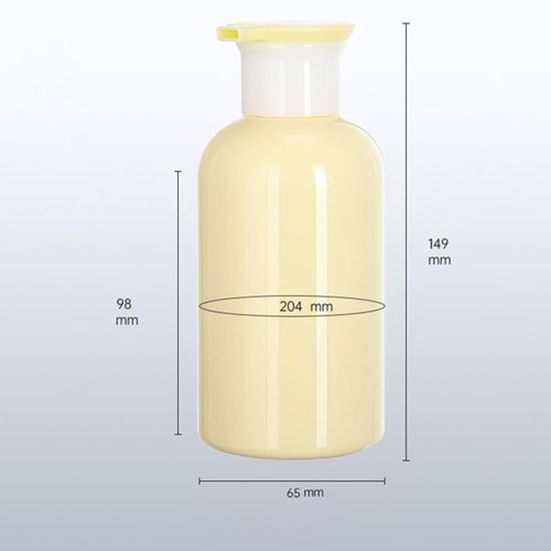 4 Pack Plastic Bottles with Pump Dispenser, Refillable Travel Containers, 300ml (Light Yellow)