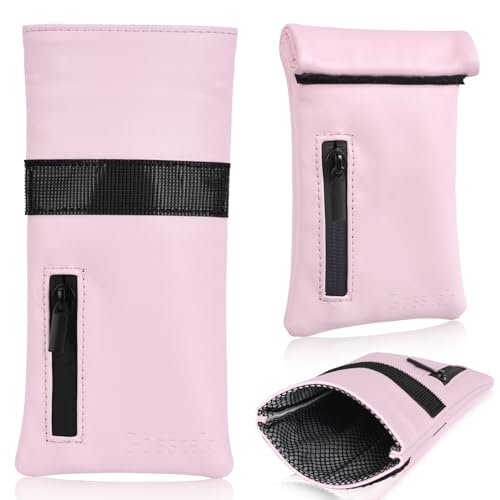 Gosstek Pocket Size Smell Proof Storage Bag with 3 Small Accessories, PU Leather Smell Proof Storage Case and Great Gift for Women, Portable Pocket Pouch for Home and Travel (Beige Set)