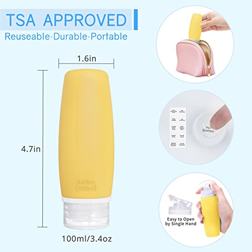 Silicone Travel Bottles for Toiletries TSA Approved Travel Size Containers Set 4 Pack Portable Leak Proof Refillable Cosmetic Squeeze Bottles Shampoo Hair Conditioner Body Lotion Bath Shower Gel