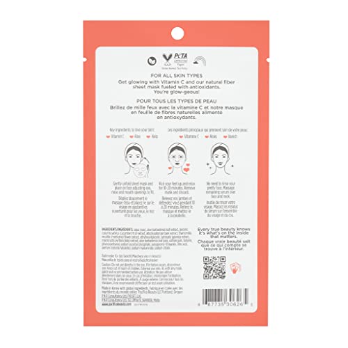 Pacifica Beauty Glow Baby Brightening Facial Mask, Skincare, Vitamin C, Aloe, Kelp, Fine Lines, Wrinkles, Dark Spots, Dry Skin, Cooling Mask, Face Mask, Face Care, For All Skin Types, Vegan (4 Sheets)