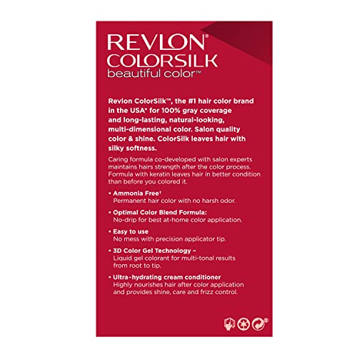 Revlon Colorsilk Beautiful Color Permanent Hair Color, Long-Lasting High-Definition Color, Shine & Silky Softness with 100% Gray Coverage, Ammonia Free, 85B Strawberry Blonde, 1 Pack