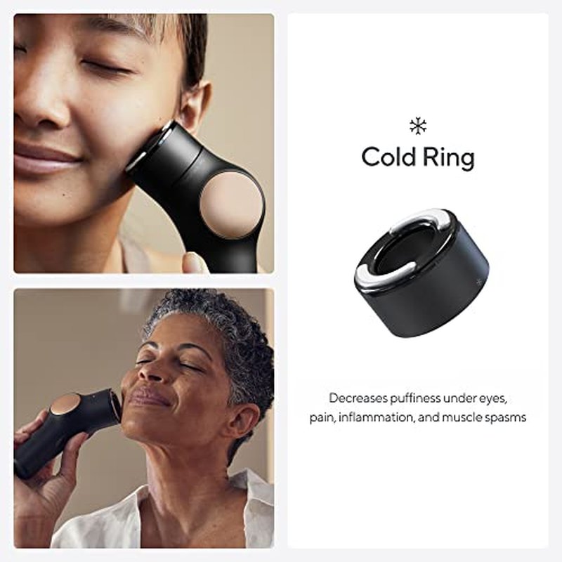 TheraFace PRO Hot and Cold Rings - Facial Therapy Care Device Attachment Kit to Improve Skin Radiance and Blood Flow and Reduce Face Tightening - Powered by Cryothermal Technology (Black)