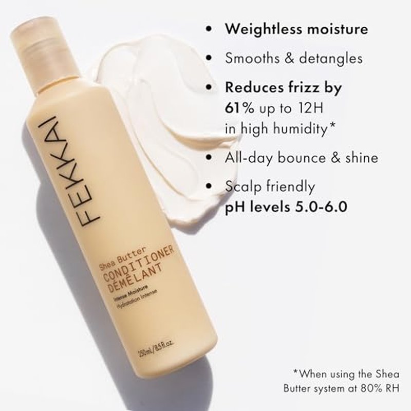 FEKKAI Shea Butter Shampoo (1 Liter) + Conditioner (1 Liter) - Improves Moisture, Softness & Shine - Reduces Frizz by 61% Up to 12H - Free of Sulfates, Parabens, Phthalates - Vegan, Cruelty-Free